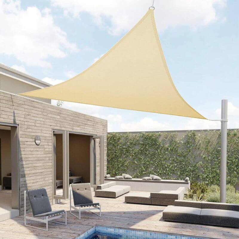 Beige Triangular Shade Sail