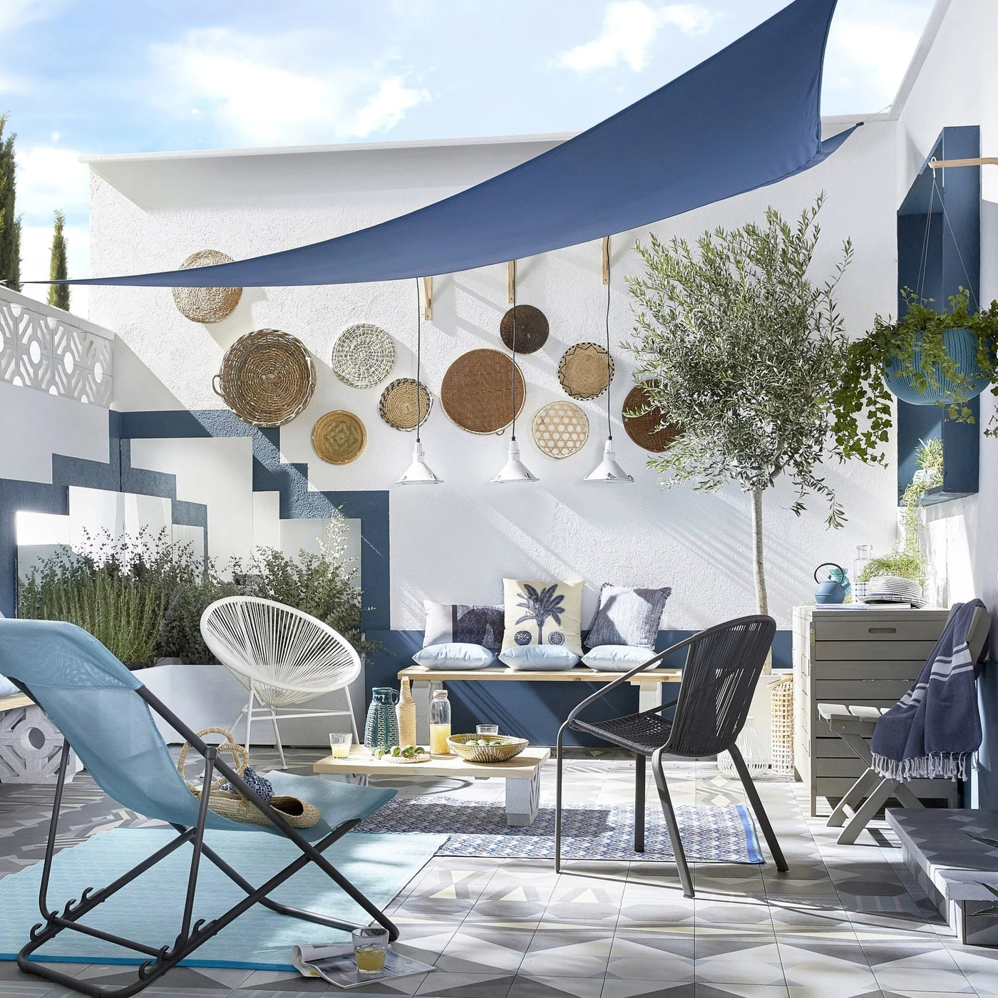 Blue Triangular Shade Sail