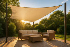 outdoor shade sail with a sunshine