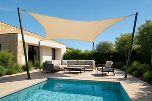 shade sail in a terrasse with a pool
