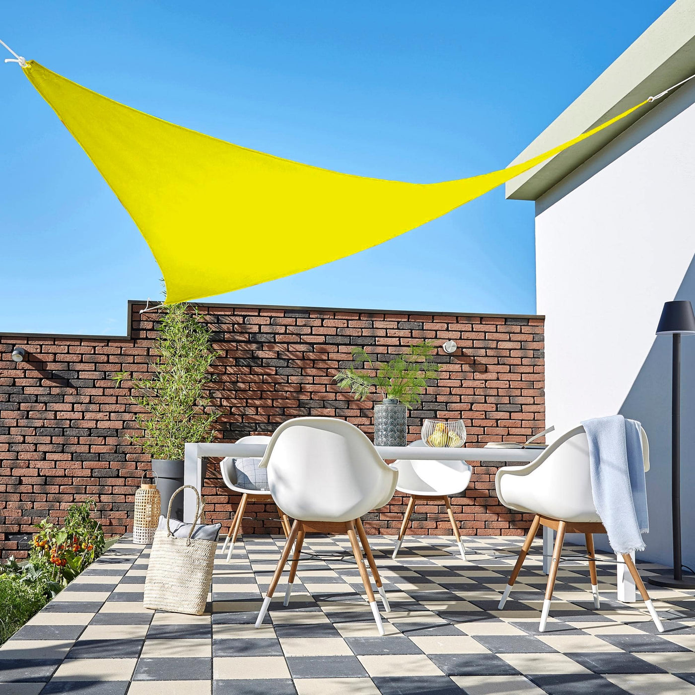Yellow Triangular Shade Sail
